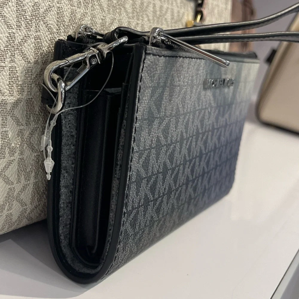 MICHAEL KORS Jet Set Lg Ombré Signature Logo Double Zip Wristlet Phone Hd Wallet